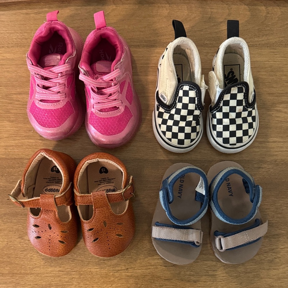 Lot of toddler new walker shoes vans checkered slip ons